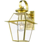 7.5 inch 1 Light Polished Brass Outdoor Wall Lantern Pendant Lighting Fixture with Clear Beveled Glass Shade-Lighting LumensLantern