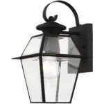 7.5 inch 1 Light Black Outdoor Wall Lantern Pendant Lighting Fixture with Clear Beveled Glass Shade-Lighting LumensLantern