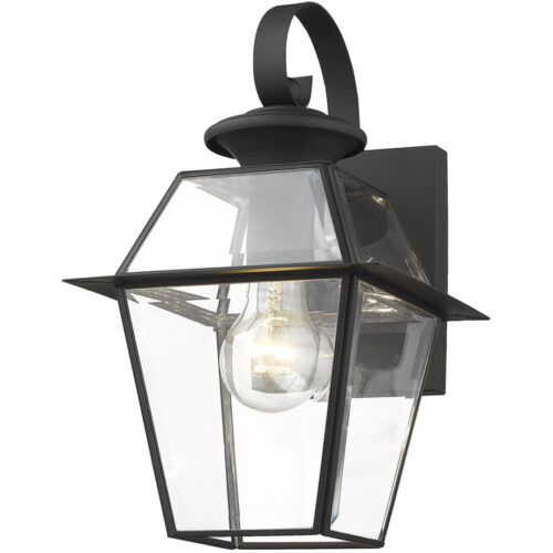 7.5 inch 1 Light Black Outdoor Wall Lantern Pendant Lighting Fixture with Clear Beveled Glass Shade-Lighting LumensLantern