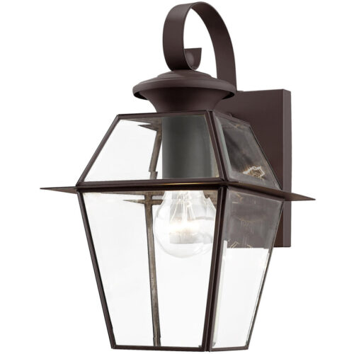 7.5 inch 1 Light Bronze Outdoor Wall Lantern Pendant Lighting Fixture with Clear Beveled Glass Shade-Lighting LumensLantern