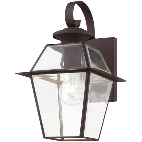 7.5 inch 1 Light Bronze Outdoor Wall Lantern Pendant Lighting Fixture with Clear Beveled Glass Shade-Lighting LumensLantern