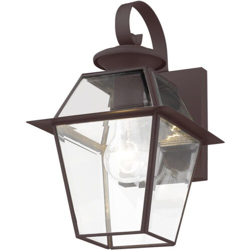 7.5 inch 1 Light Bronze Outdoor Wall Lantern Pendant Lighting Fixture with Clear Beveled Glass Shade-Lighting LumensLantern