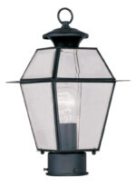 7.5 inch 1 Light Black Outdoor Post Lantern Pendant Lighting Fixture with Clear Beveled Glass Shade-Lighting LumensLantern