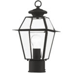 7.5 inch 1 Light Black Outdoor Post Lantern Pendant Lighting Fixture with Clear Beveled Glass Shade-Lighting LumensLantern