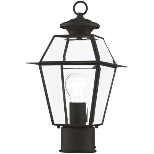 7.5 inch 1 Light Black Outdoor Post Lantern Pendant Lighting Fixture with Clear Beveled Glass Shade-Lighting LumensLantern