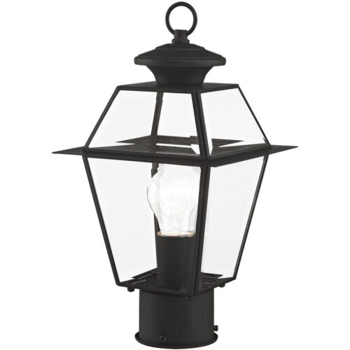 7.5 inch 1 Light Black Outdoor Post Lantern Pendant Lighting Fixture with Clear Beveled Glass Shade-Lighting LumensLantern