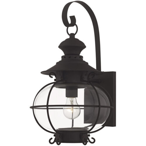 1 Light Bronze Outdoor Post Lantern Pendant Lighting Fixture with Hand Blown Clear Glass Shade-Lighting LumensLantern