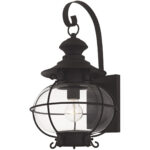 1 Light Bronze Outdoor Post Lantern Pendant Lighting Fixture with Hand Blown Clear Glass Shade-Lighting LumensLantern