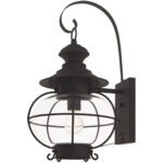 1 Light Bronze Outdoor Post Lantern Pendant Lighting Fixture with Hand Blown Clear Glass Shade-Lighting LumensLantern