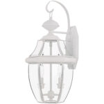 10.5 inch 2 Light White Outdoor Wall Lantern Pendant Lighting Fixture with Clear Beveled Glass Shade-Lighting LumensLantern