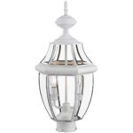 2 Light White Outdoor Post Lantern Pendant Lighting Fixture with Clear Beveled Glass Shade-Lighting LumensLantern