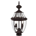 2 Light Bronze Outdoor Post Lantern Pendant Lighting Fixture with Clear Beveled Glass Shade-Lighting LumensLantern