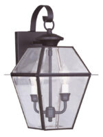 9 inch 2 Light Bronze Outdoor Wall Lantern Pendant Lighting Fixture with Clear Beveled Glass Shade-Lighting LumensLantern