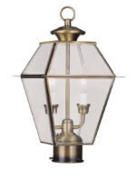 9 inch 2 Light Antique Brass Outdoor Post Lantern Pendant Lighting Fixture with Clear Beveled Glass Shade-Lighting LumensLantern