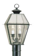 9 inch 2 Light Black Outdoor Post Lantern Pendant Lighting Fixture with Clear Beveled Glass Shade-Lighting LumensLantern