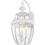 12.5 inch 3 Light White Outdoor Wall Lantern Pendant Lighting Fixture with Clear Beveled Glass Shade-Lighting LumensLantern