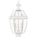 3 Light White Outdoor Post Lantern Pendant Lighting Fixture with Clear Beveled Glass Shade-Lighting LumensLantern