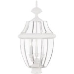 3 Light White Outdoor Post Lantern Pendant Lighting Fixture with Clear Beveled Glass Shade-Lighting LumensLantern