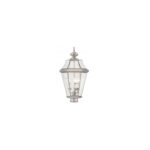 3 Light Bronze Outdoor Chain Lantern Pendant Lighting Fixture with Clear Beveled Glass Shade-Lighting LumensLantern