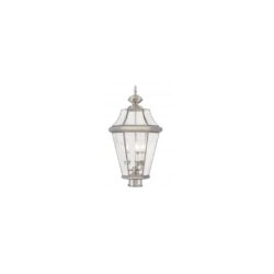 3 Light Bronze Outdoor Chain Lantern Pendant Lighting Fixture with Clear Beveled Glass Shade-Lighting LumensLantern