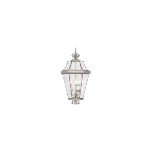 3 Light Bronze Outdoor Chain Lantern Pendant Lighting Fixture with Clear Beveled Glass Shade-Lighting LumensLantern