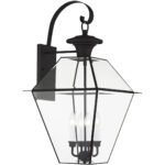 15 inch 4 Light Black Outdoor Wall Lantern Pendant Lighting Fixture with Clear Beveled Glass Shade-Lighting LumensLantern