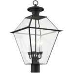 15 inch 4 Light Black Outdoor Post Lantern Pendant Lighting Fixture with Clear Beveled Glass Shade-Lighting LumensLantern