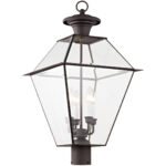 15 inch 4 Light Bronze Outdoor Post Lantern Pendant Lighting Fixture with Clear Beveled Glass Shade-Lighting LumensLantern