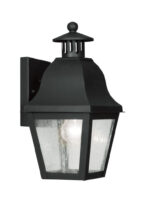 7 inch 1 Light Black Outdoor Wall Lantern Pendant Lighting Fixture with Seeded Glass Shade-Lighting LumensLantern