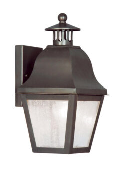 7 inch 1 Light Bronze Outdoor Wall Lantern Pendant Lighting Fixture with Seeded Glass Shade-Lighting LumensLantern