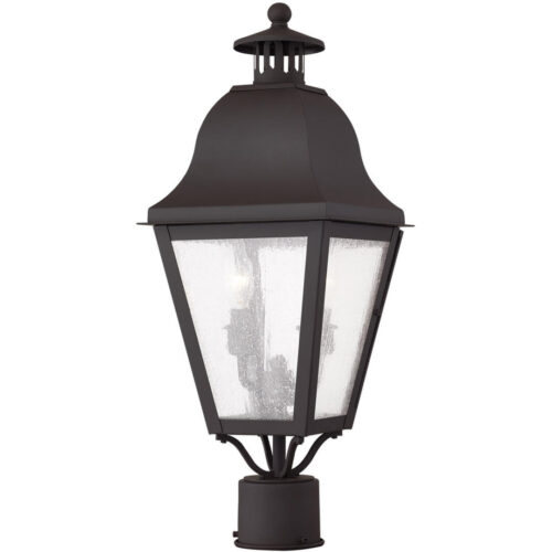 10.5 inch 3 Light VPW Outdoor Wall Lantern Pendant Lighting Fixture with Seeded Glass Shade-Lighting LumensLantern