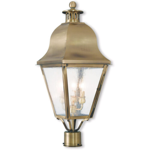 10.5 inch 3 Light Bronze Outdoor Chain Lantern Pendant Lighting Fixture with Seeded Glass Shade-Lighting LumensLantern