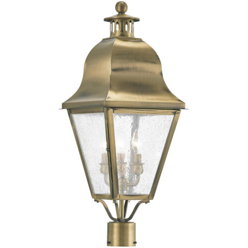 10.5 inch 3 Light Bronze Outdoor Chain Lantern Pendant Lighting Fixture with Seeded Glass Shade-Lighting LumensLantern