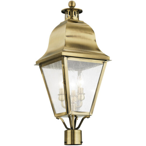 10.5 inch 3 Light Bronze Outdoor Chain Lantern Pendant Lighting Fixture with Seeded Glass Shade-Lighting LumensLantern