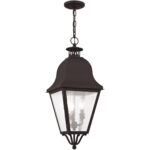 13.5 inch 4 Light Charcoal Outdoor Wall Lantern Pendant Lighting Fixture with Seeded Glass Shade-Lighting LumensLantern