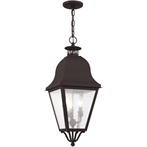 13.5 inch 4 Light Charcoal Outdoor Wall Lantern Pendant Lighting Fixture with Seeded Glass Shade-Lighting LumensLantern