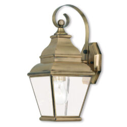 6.5 inch 1 Light Antique Brass Outdoor Wall Lantern Pendant Lighting Fixture with Clear Beveled Glass Shade-Lighting LumensLantern