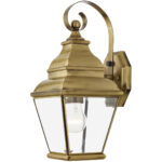 6.5 inch 1 Light Antique Brass Outdoor Wall Lantern Pendant Lighting Fixture with Clear Beveled Glass Shade-Lighting LumensLantern