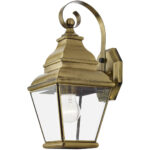 6.5 inch 1 Light Antique Brass Outdoor Wall Lantern Pendant Lighting Fixture with Clear Beveled Glass Shade-Lighting LumensLantern