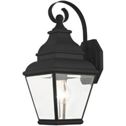 6.5 inch 1 Light Black Outdoor Wall Lantern Pendant Lighting Fixture with Clear Beveled Glass Shade-Lighting LumensLantern