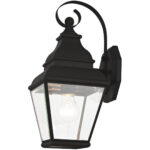 6.5 inch 1 Light Black Outdoor Wall Lantern Pendant Lighting Fixture with Clear Beveled Glass Shade-Lighting LumensLantern