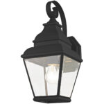 6.5 inch 1 Light Black Outdoor Wall Lantern Pendant Lighting Fixture with Clear Beveled Glass Shade-Lighting LumensLantern