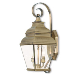 8 inch 2 Light Antique Brass Outdoor Wall Lantern Pendant Lighting Fixture with Clear Beveled Glass Shade-Lighting LumensLantern