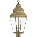 10 inch 3 Light Antique Brass Post-Top Lantern Pendant Lighting Fixture with Clear Beveled Glass Shade-Lighting LumensLantern