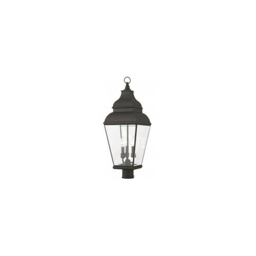 10 inch 3 Light Black Post-Top Lantern Pendant Lighting Fixture with Clear Beveled Glass Shade-Lighting LumensLantern