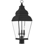 10 inch 3 Light Black Post-Top Lantern Pendant Lighting Fixture with Clear Beveled Glass Shade-Lighting LumensLantern