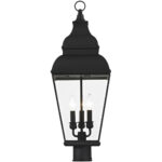 10 inch 3 Light Black Post-Top Lantern Pendant Lighting Fixture with Clear Beveled Glass Shade-Lighting LumensLantern