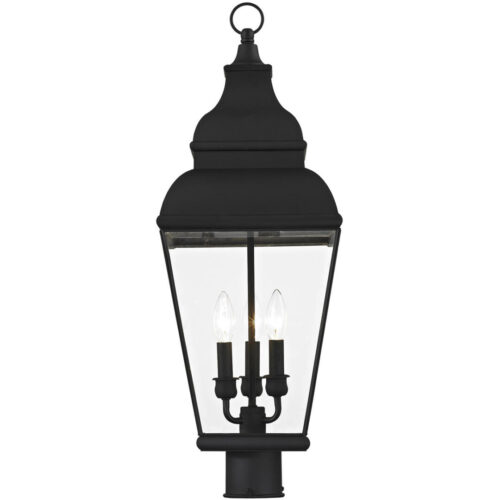 10 inch 3 Light Black Post-Top Lantern Pendant Lighting Fixture with Clear Beveled Glass Shade-Lighting LumensLantern