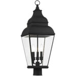 10 inch 3 Light Black Post-Top Lantern Pendant Lighting Fixture with Clear Beveled Glass Shade-Lighting LumensLantern