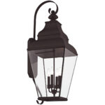 13.75 inch 4 Light Bronze Outdoor Wall Lantern Pendant Lighting Fixture with Clear Beveled Glass Shade-Lighting LumensLantern